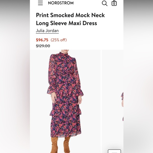 Julia Jordan Floral Printed Ruffle Tiered Long Sleeve Mock Neck Maxi Dress 14 - Picture 9 of 9